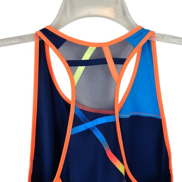 Athleisure Workout Comfy Running Tennis Dress Adidas S Blue Orange Geometric Top - Picture 3 of 14